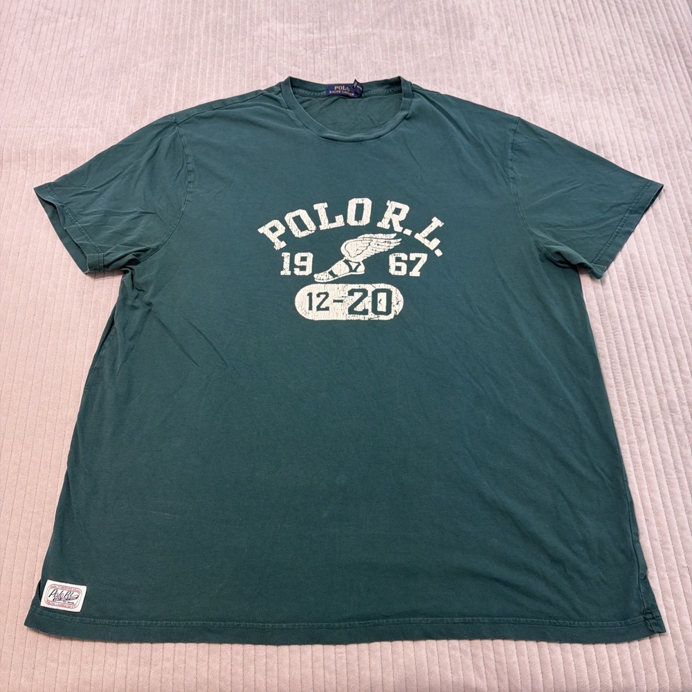Polo Ralph Lauren P Wing Shirt 2XL 2XB Green RLPC Rugby 12-20 Pony Men